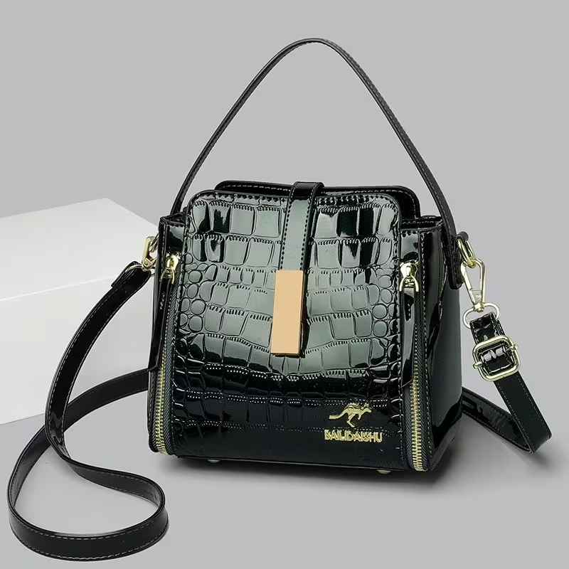 クロコダイル柄レザーハンドバッグ